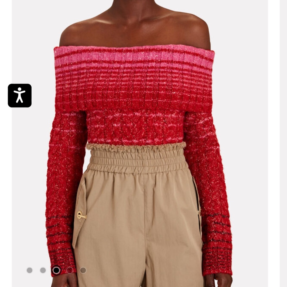 STAUD | MYRNA OFF-THE-SHOULDER CABLE-KNIT SWEATER
